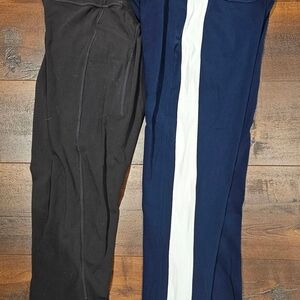 Black and Blue Track Pants with White Stripe